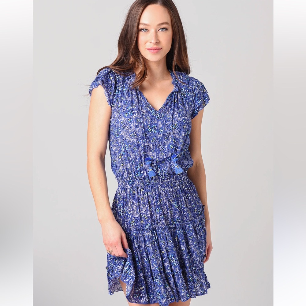 Poupette St. Barth Nava Mini Dress Blue Amarlis NWOT - Picture 3 of 11
